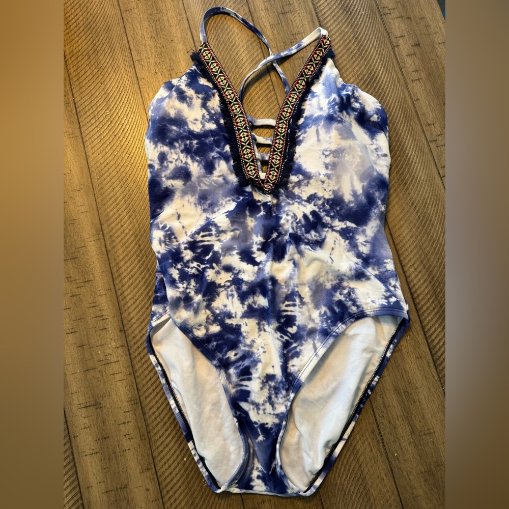 Blue Tie-Dye One Piece Swimsuit